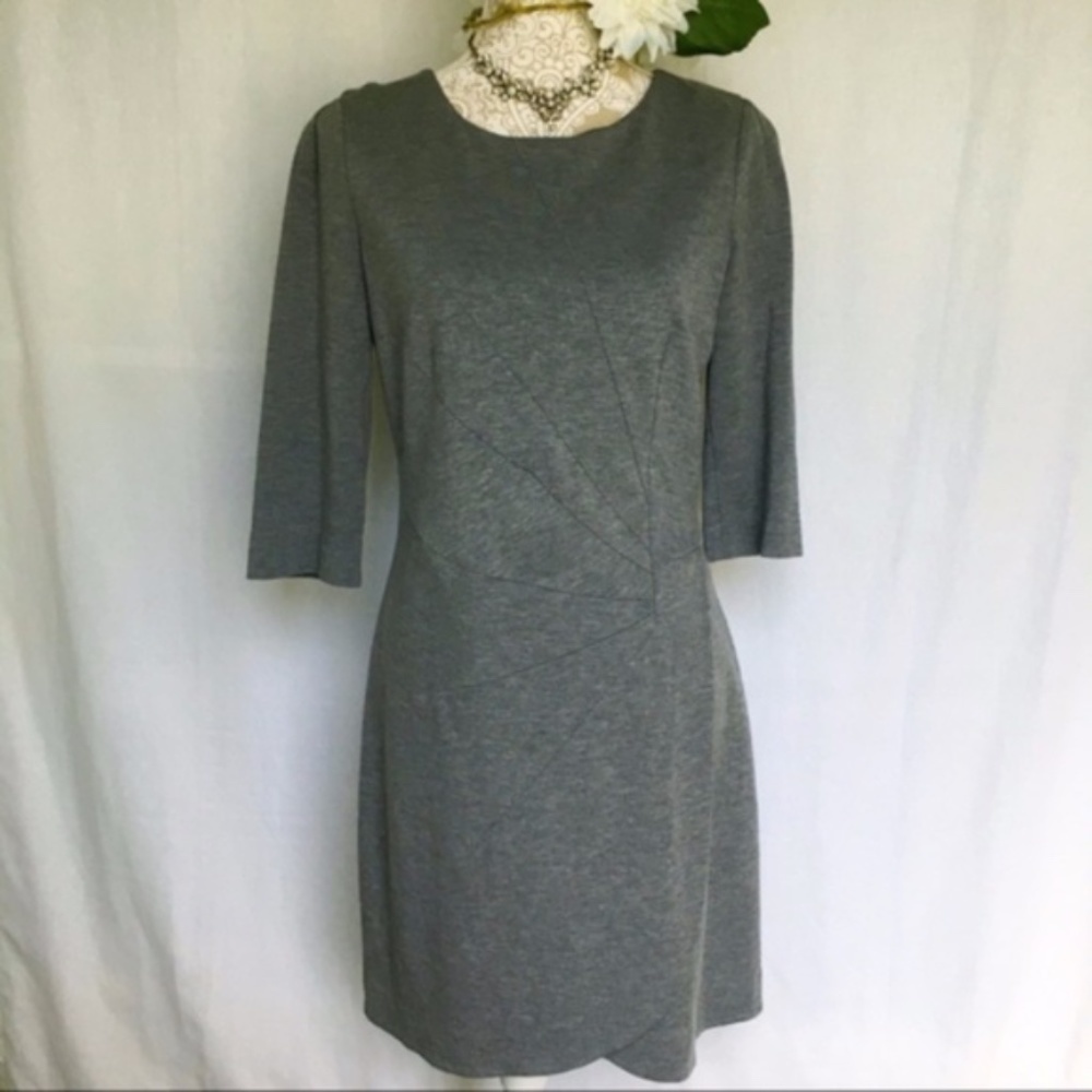 Sisley // Grey Long Sleeves Stitched Shirt Dress dr1
